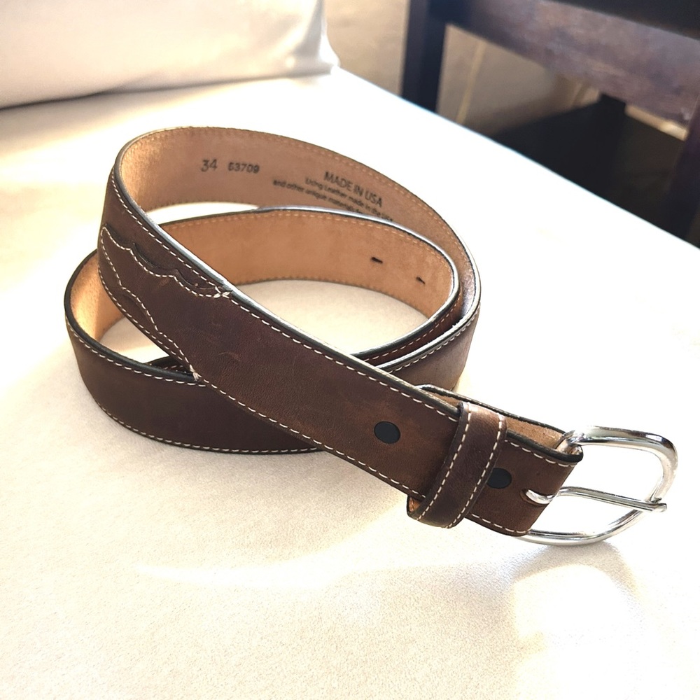 OVERLAND Silver Creek Classics Brown Leather Western Belt 34